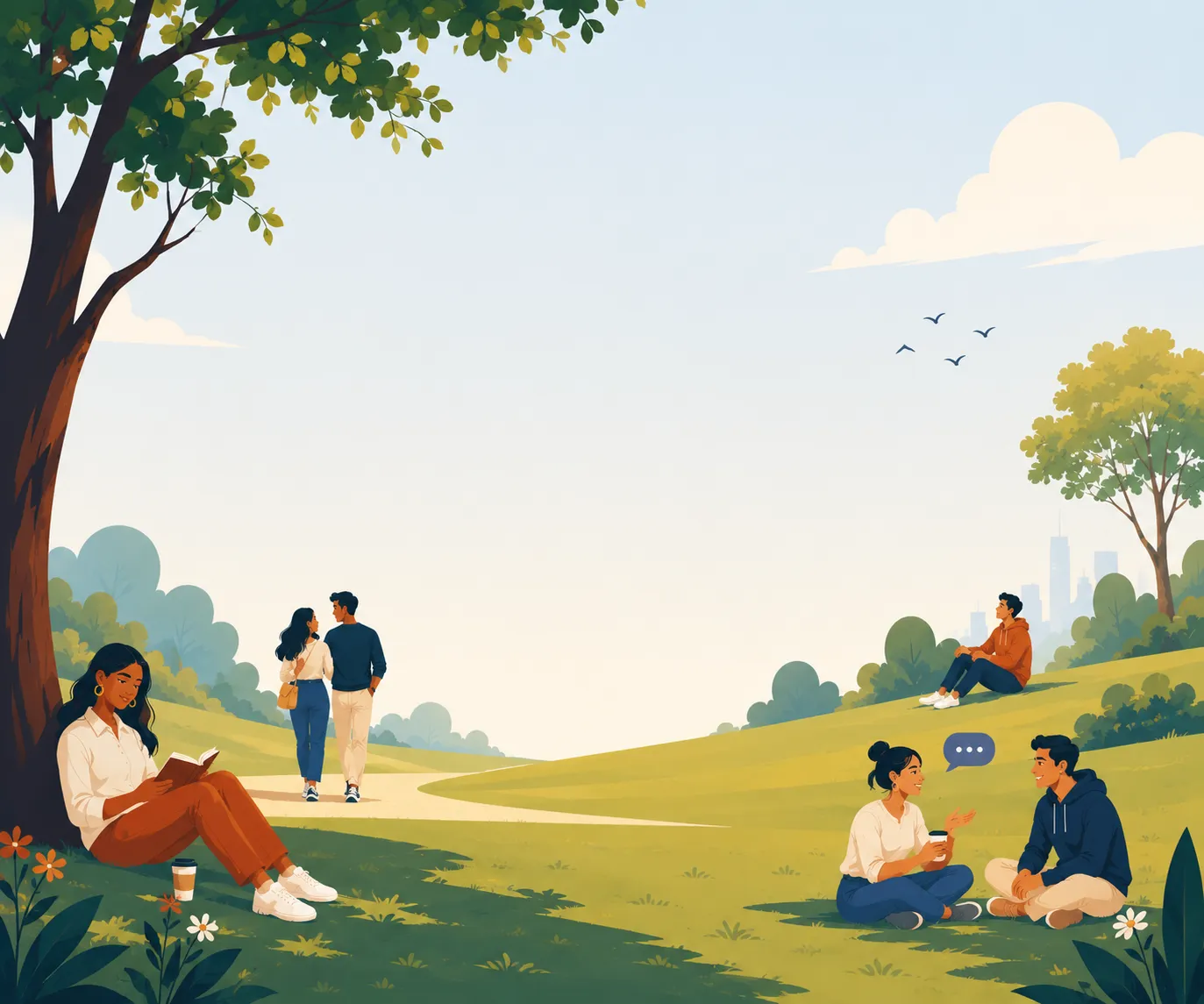 Peaceful wellness landscape illustration